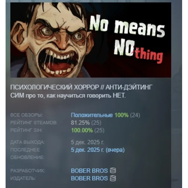 [Bober Bros] No Means Nothing АВТОДОСТАВКА STEAM GLOBAL МГНОВЕННО ЛИЦЕНЗИЯ