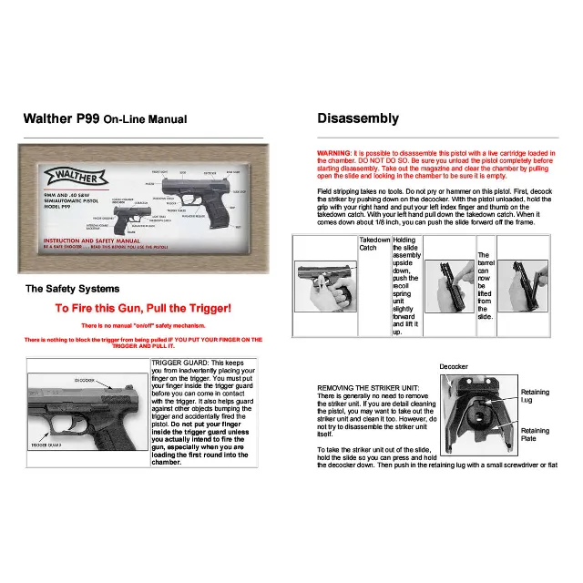 Пистолет Walther P-99 Руководство