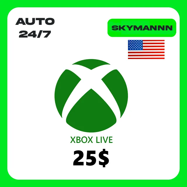 XBOX LIVE 25$ USD США КАРТА ПОПОЛНЕНИЯ АВТО 24/7
