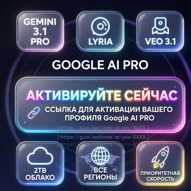 Активирую Gemini pro 3.7| 6 месяцев  на ваш аккаунт без входа , Veo, 5 ТБ |Omni flash