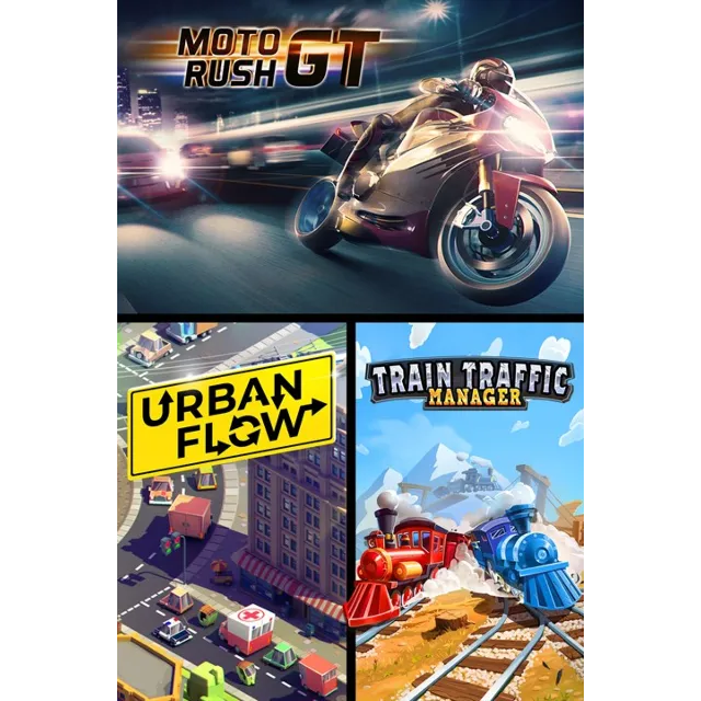 ✅ Moto Rush GT + Urban Flow + Train Traffic Manage Xbox