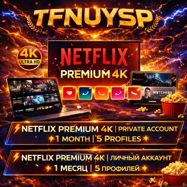 🔥 Netflix Premium 4K UHD | АККАУНТ | 1 месяц, 5 профилей | + ПОДАРОК