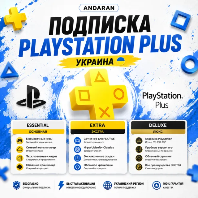 Подписка PlayStation PLUS [УКРАИНА] (Основная/Экстра/Люкс)