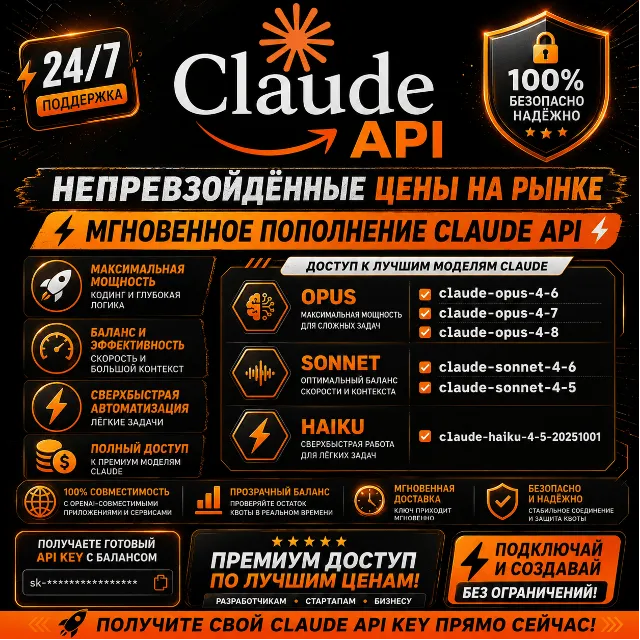 Claude API-ключ — Предзагруженные кредиты | Готов к использованию | Мгновенная выдача