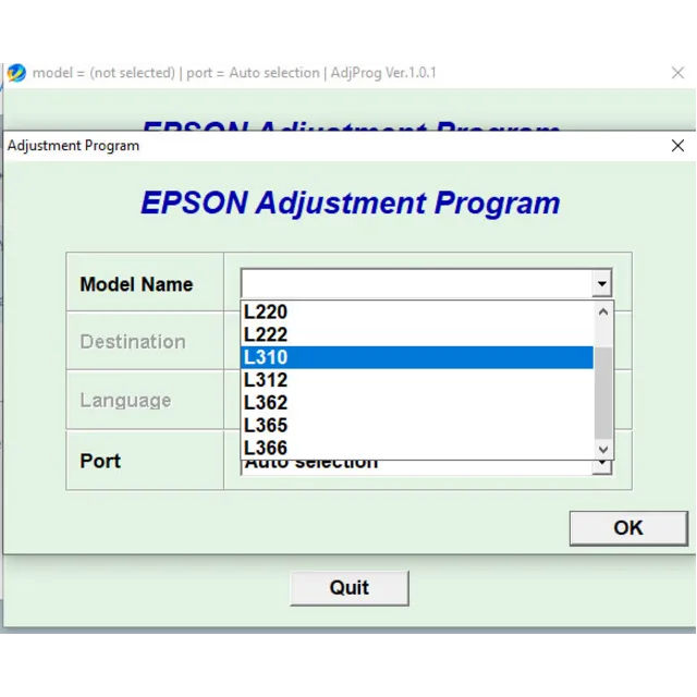Сброс Epson L312 Adjustment Program