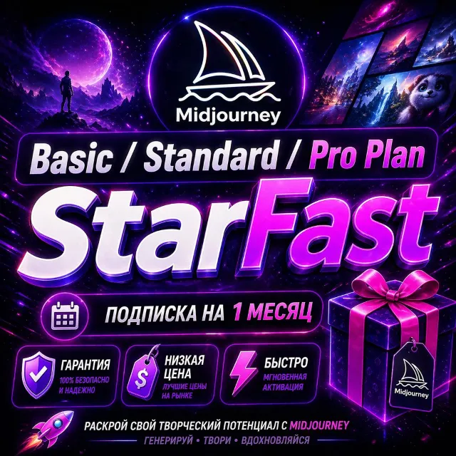 MIDJOURNEY V7  | Basic, Standard, Pro, Mega | ПОДПИСКА НА 1 МЕСЯЦ | НА ВАШ АККАУНТ