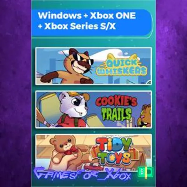 ☀️Quick Whiskers + Cookie’s Trails +Tidy Toys Bundle XBOX