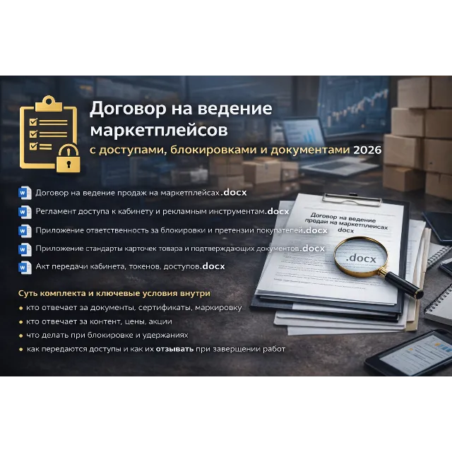 Договор ведения маркетплейса доступы блокировки 2026