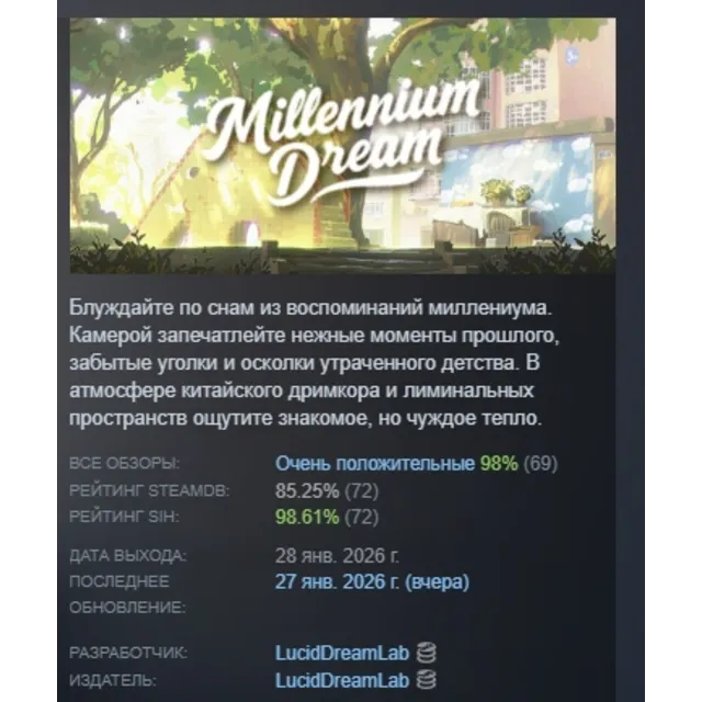 Millennium Dream АВТОДОСТАВКА STEAM GLOBAL МГНОВЕННО ЛИЦЕНЗИЯ