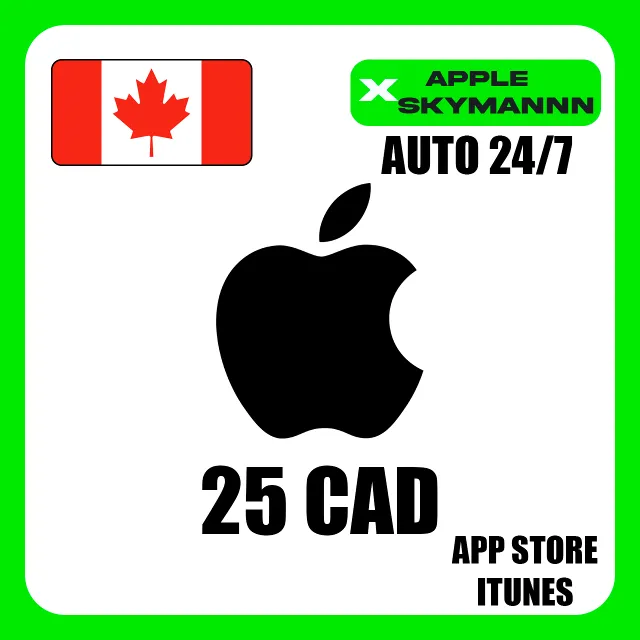 Apple iTunes 25 CAD КАНАДА ПОДАРОЧНАЯ КАРТА АВТО 24/7