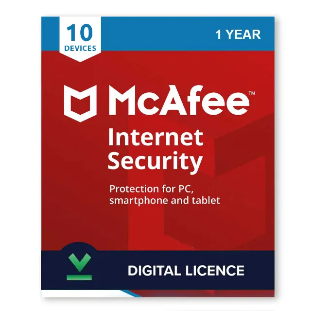 Ключ активации интернет-безопасности McAfee на 1 год дл