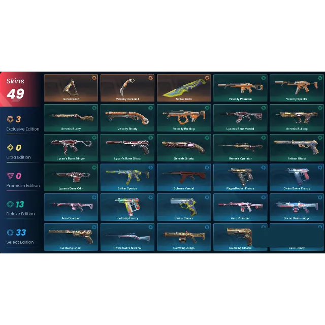 VALORANT | 3 ножa 💎 49 скинов | 208 уровень | Полный доступ 🎁
