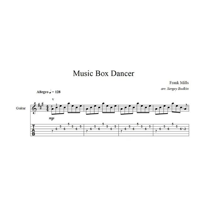 Music Box Dancer (Frank Mills) ноты для гитары