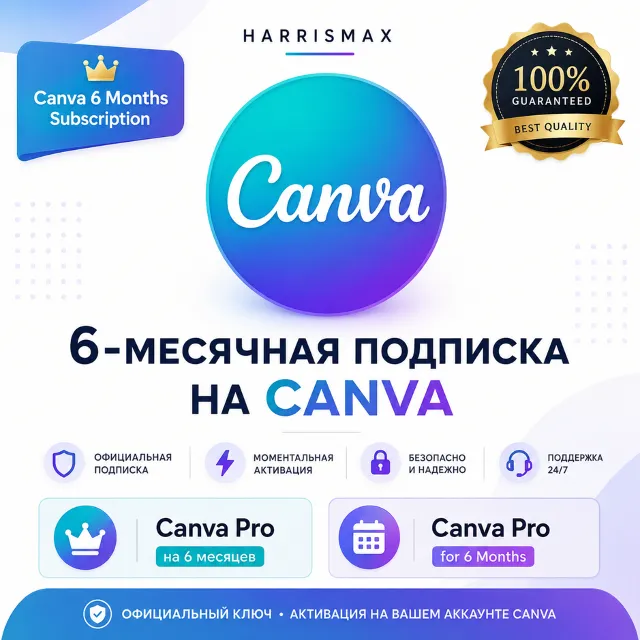 Canva Pro – 6 месяцев официальной подписки с мгновенной доставкой