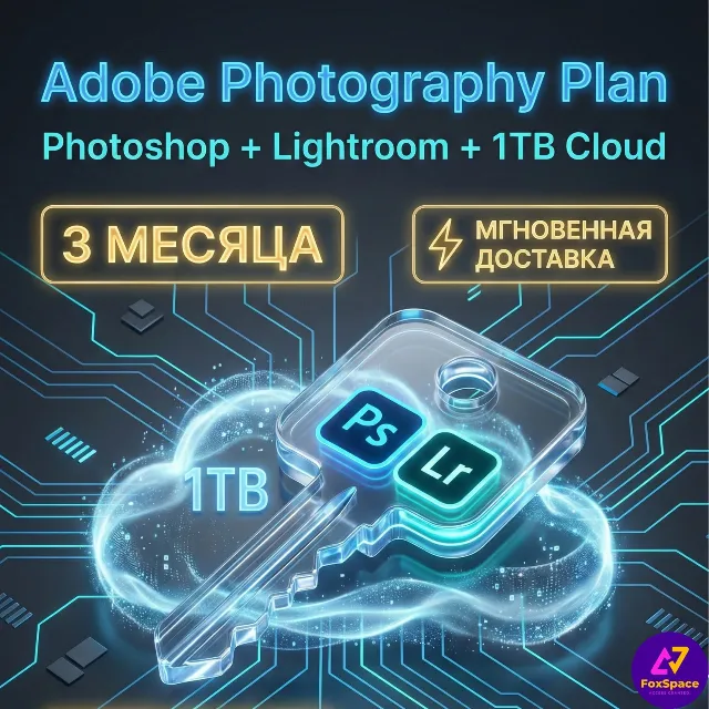 Adobe Photography Plan, Photoshop+Lightroom, Ключ активации на 3 месяца