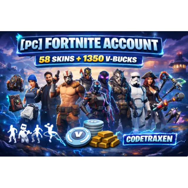 [PC] Fortnite Account – 58 Skins + 1350 V-Bucks PC