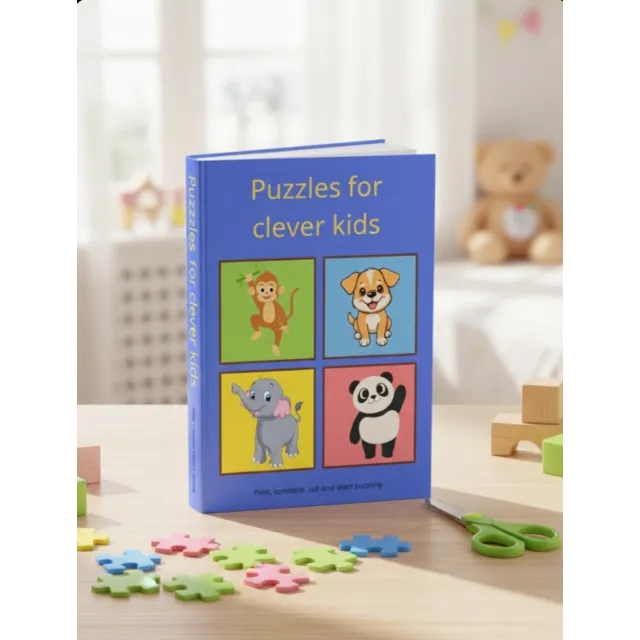 Animal cut and paste puzzle book _7 pages(digital pdf)