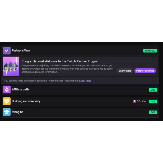 Twitch partner Account