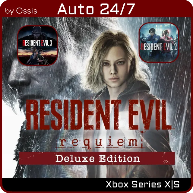 24/7 XBOX Resident Evil Requiem Deluxe, RESIDENT EVIL 3, RESIDENT EVIL 2