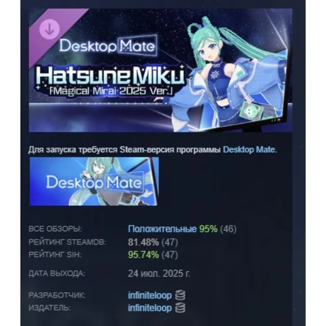 Desktop Mate 初音ミク「マジカルミライ2025 Ver. Hatsune Miku MAGICAL MIRAI 2025 Ver АВТОДОСТАВКА S