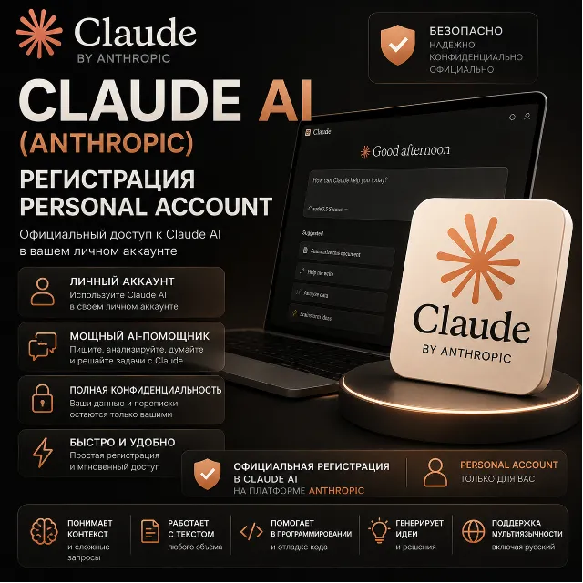 CLAUDE AI | АККАУНТЫ | РЕГИСТРАЦИЯ С SMS-ПОДТВЕРЖДЕНИЕМ | ANTHROPIC