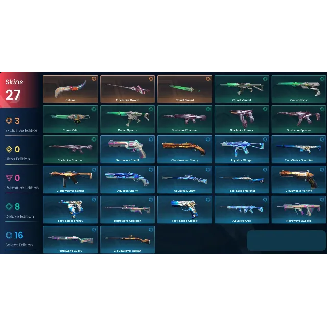 VALORANT | Comet Sword | Catrina | Shellspire Sword | 27 скинов | 79 LVL