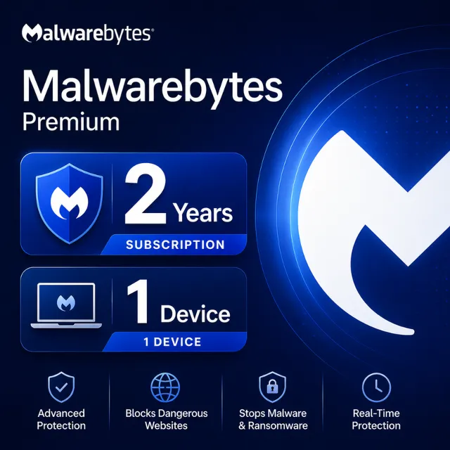 Malwarebytes Premium | 2 года | 1 устройство | Подписка | Лицензия для частного испол