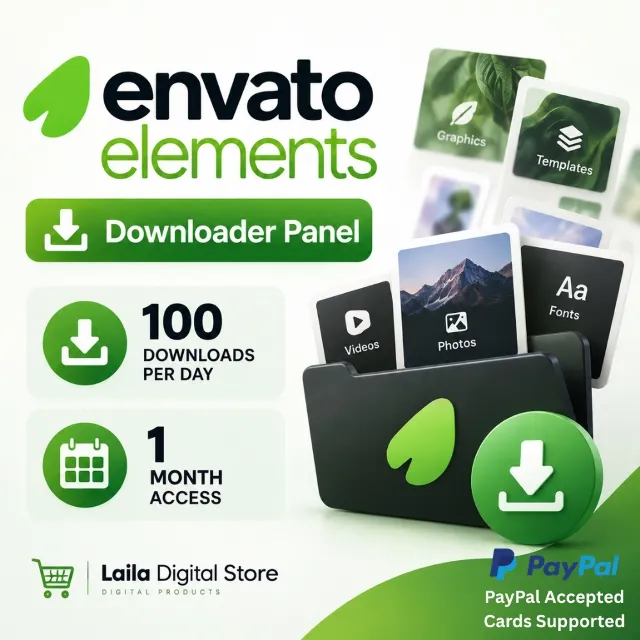 Envato Elements 1 - 12 месяц - Панель загрузок - 100 загрузок в день АВТО