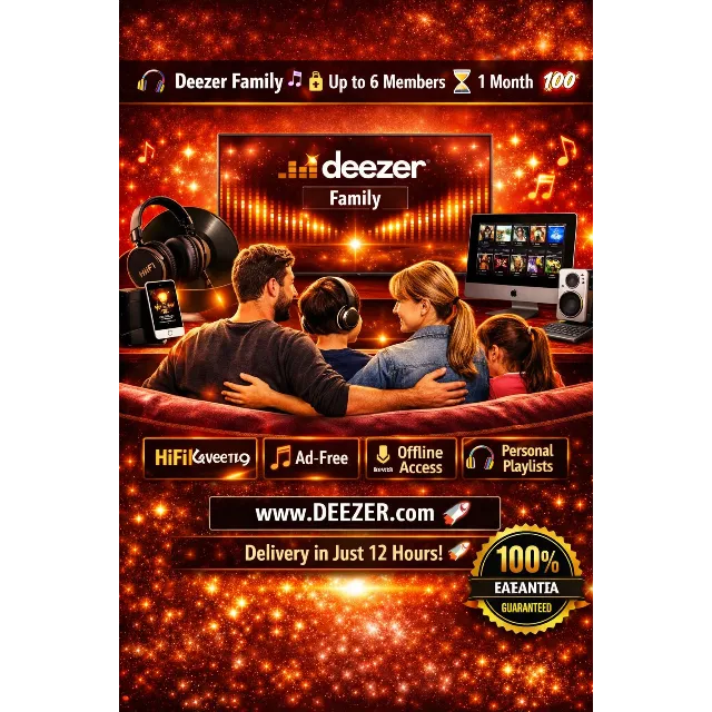 🎧 Deezer Family 🎶 | 🔒 До 6 участников | ⏳ 1 месяц 💎 | 🚀 HiFi звук ⚡💯