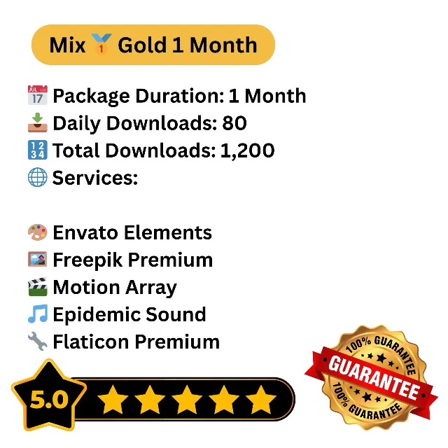 Креативные ресурсы — 1 месяц — Envato Freepik Motion Array Flaticon — АВТО