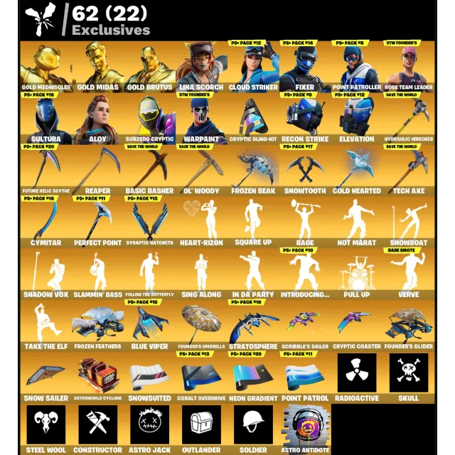 FN OG STW (ALL PLATFORMS) • 100 skins