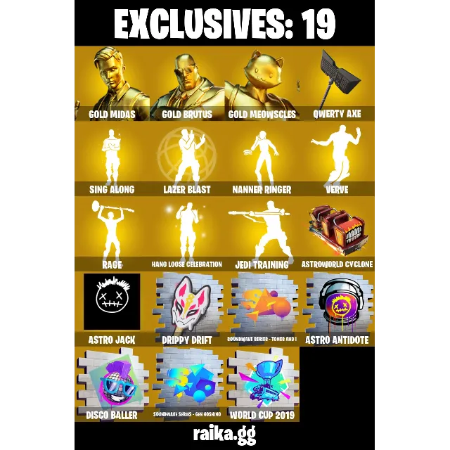 [PC/PSN/XBOX] 189 skins | Gold Midas | Gold Brutus | Gold Meowscles | Harbinger Armor