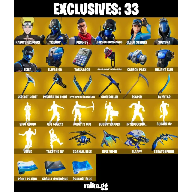 [PC/PSN/XBOX] 107 skins | Naruto Uzumaki | Trilogy | Prodigy | Carbon Commando | Clou