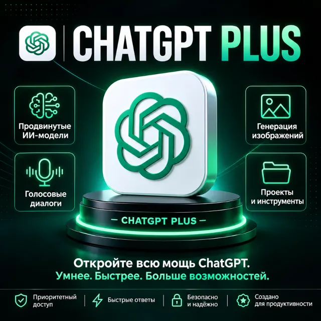 ChatGPT Plus — 1 месяц (полный доступ) | Личный аккаунт | Гарантия