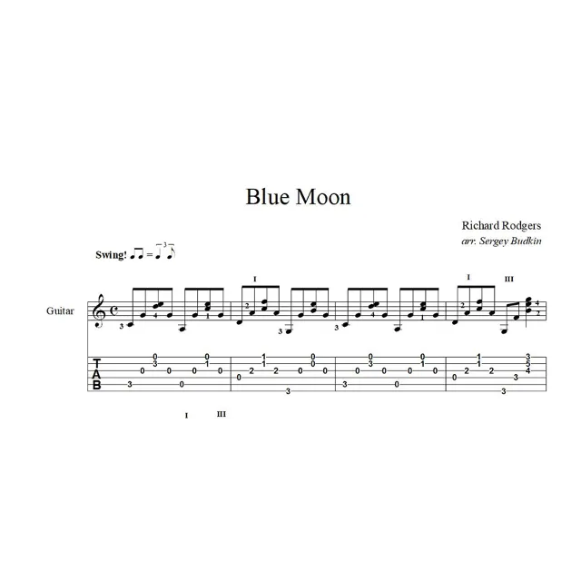 Blue Moon (Ричард Роджерс) ноты для гитары