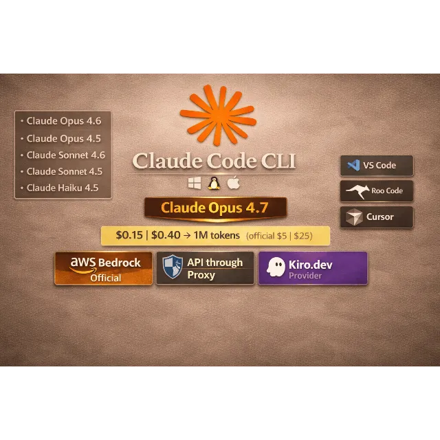 Claude code CLI - OPUS 4.8, 4.7 -   АПИ ключ - Kilo Code, VS code, Cline и другие...