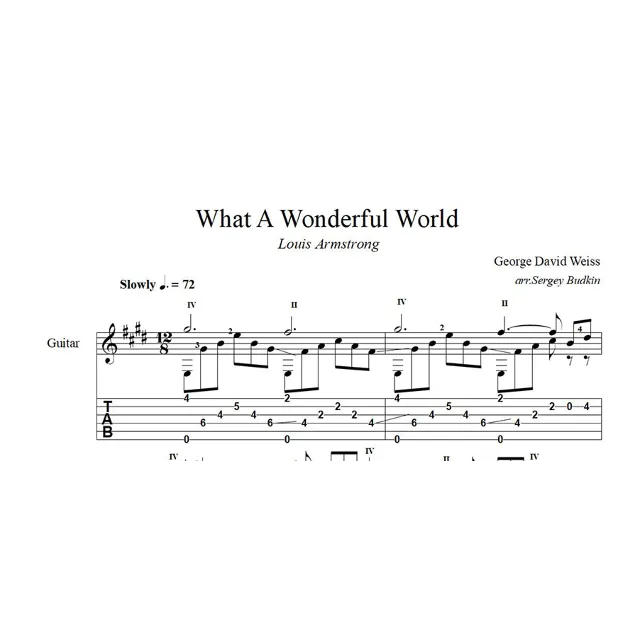 What A Wonderful World (Луи Армстронг) ноты для гитары