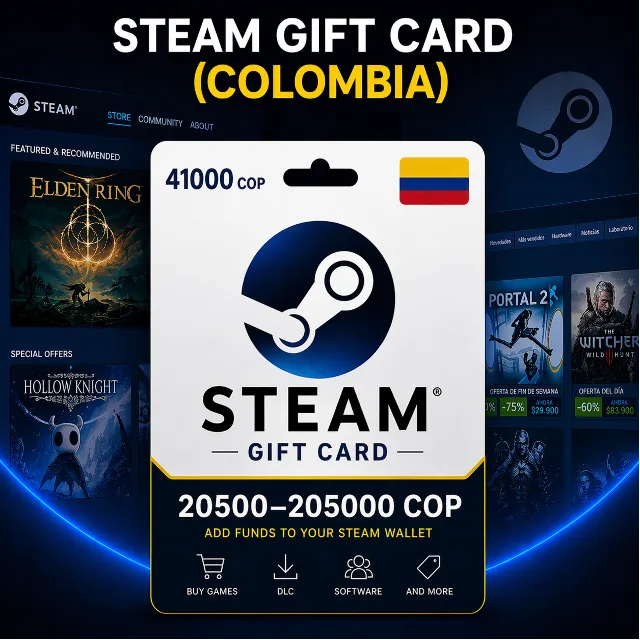 Steam Gift Card (Колумбия) 20500–205000 COP | Код пополнения Steam