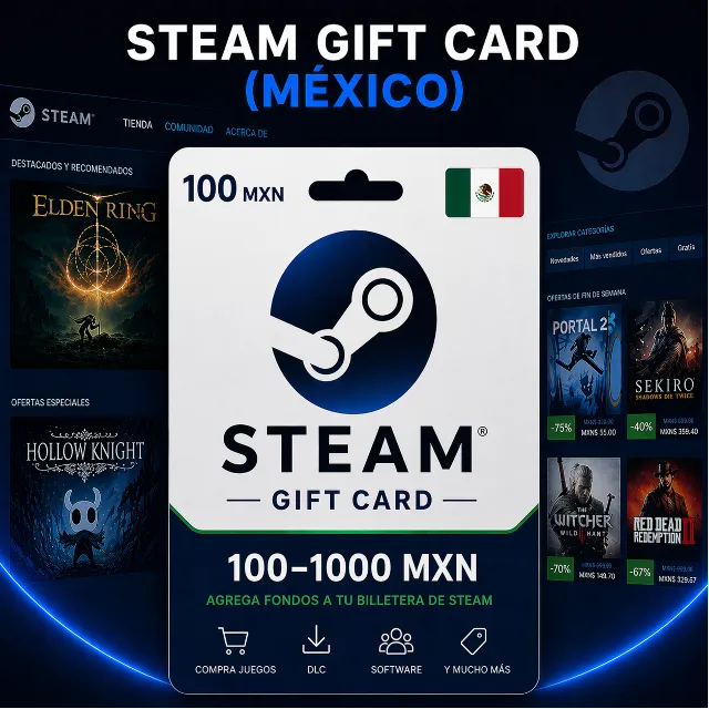 Steam Gift Card (Мексика) 100–1000 MXN | Код пополнения Steam