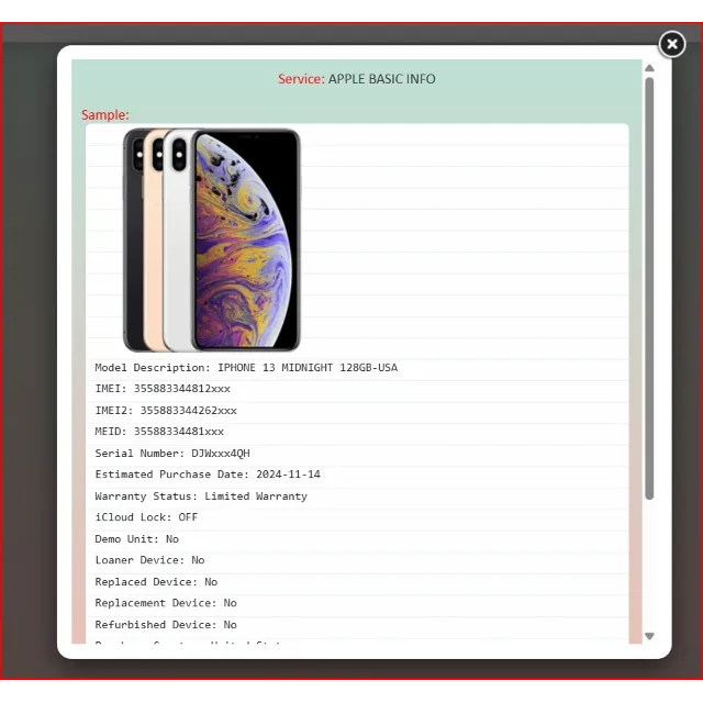 Базовая информация об устройствах Apple по IMEI/SN