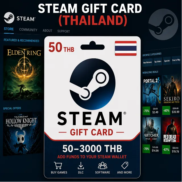 Steam Gift Card (Таиланд) 50–3000 THB | Код пополнения Steam