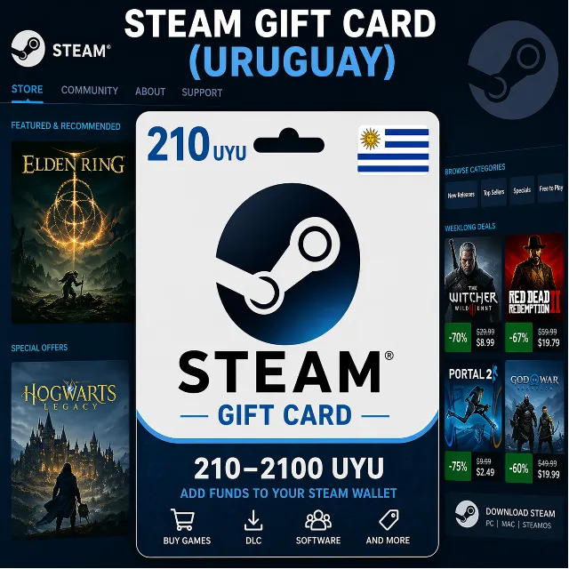 Steam Gift Card (Уругвай) 210–2100 UYU | Код пополнения Steam
