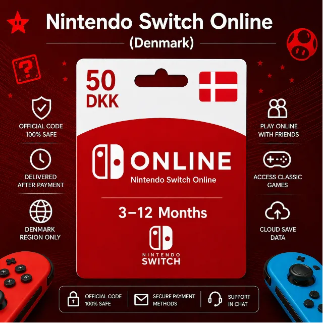 Nintendo Switch Online (Дания) 3–12 месяцев | Подписка Nintendo