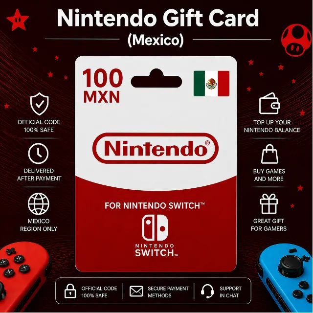 Nintendo Gift Card (Мексика) 100–1000 MXN | Код пополнения Nintendo