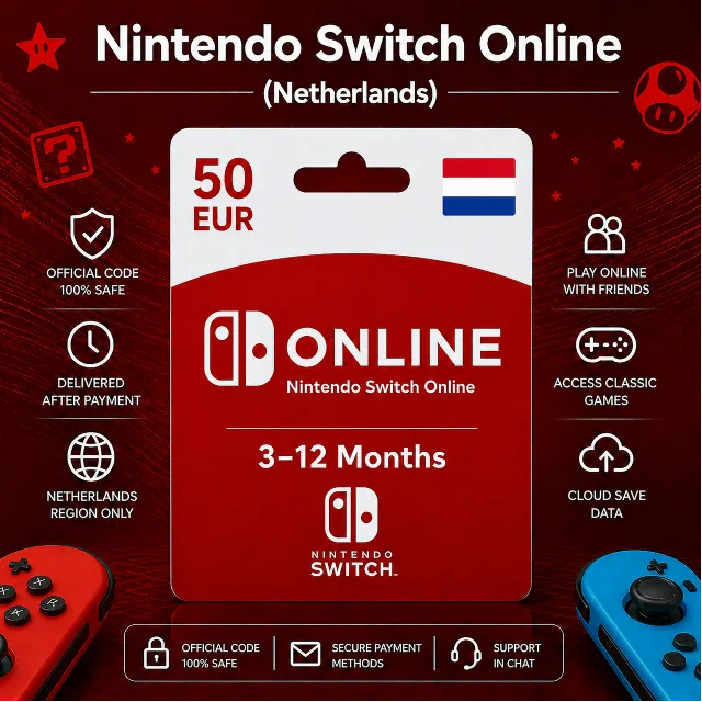 Nintendo Switch Online (Нидерланды) 3–12 месяцев | Подписка Nintendo