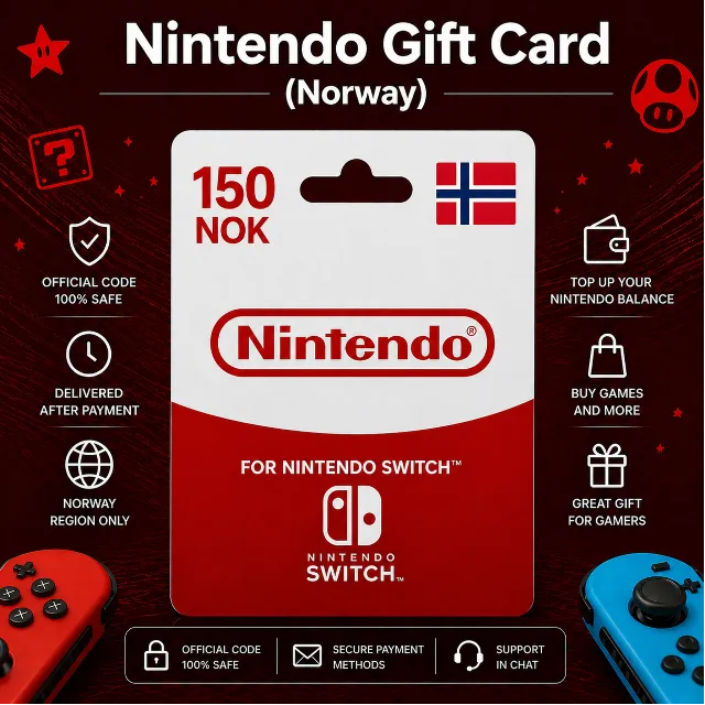 Nintendo Gift Card (Норвегия) 150–1000 NOK | Код пополнения Nintendo