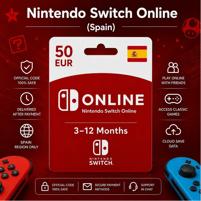Nintendo Switch Online (Испания) 3–12 месяцев | Подписка Nintendo