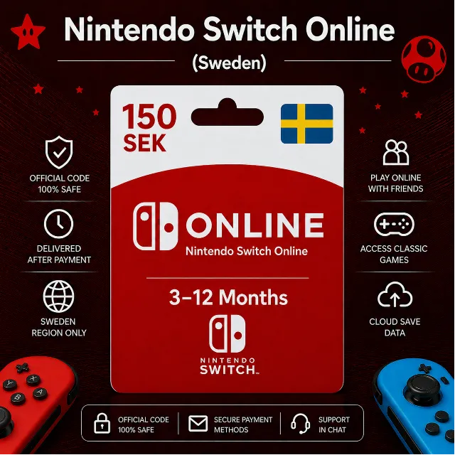 Nintendo Switch Online (Швеция) 3–12 месяцев | Подписка Nintendo