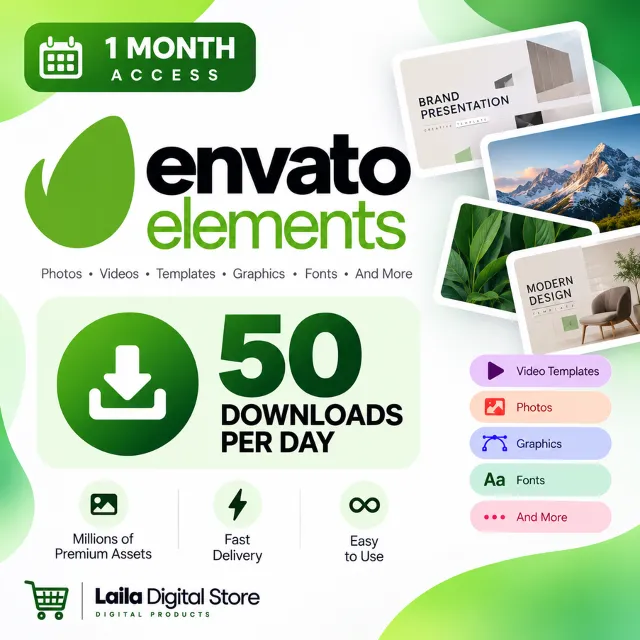 Envato Elements на 1 месяц - Панель загрузки - 50 загрузок в день - $1.50