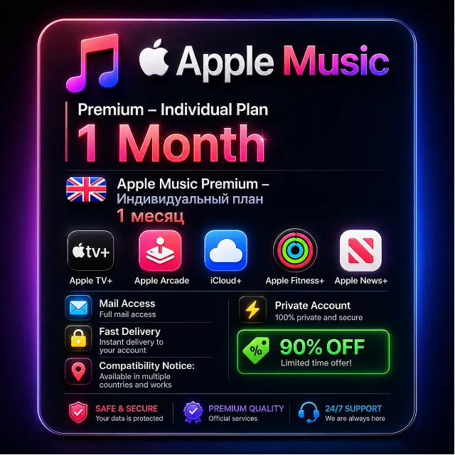 Индивидуальная подписка Apple Music на 1 месяц – приватный аккаунт (глобальный)